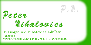 peter mihalovics business card